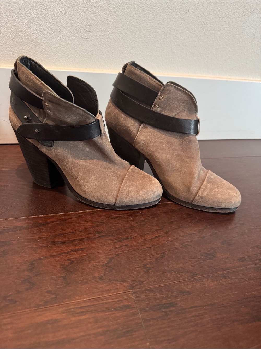 Rag & Bone Women's Taupe Suede Ankle Booties with Strap
